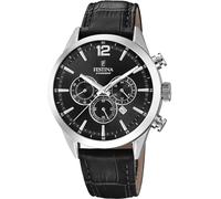 Festina Reloj hombre F20542/5 Timeless Chronograph, cuero negro, movimiento cuarzo, 5 ATM