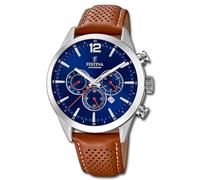 Festina Hombre Reloj F20542/3 Pulsera de Cuero Timeless Chrono Braun UF20542/3