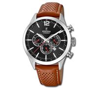 Festina Hombre Reloj F20542/6 Pulsera de Cuero Timeless Chrono Braun UF20542/6