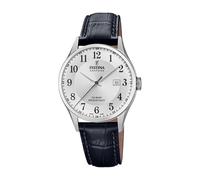 Festina Swiss Made Reloj Hombre Analógico de Cuero Negro - Movimiento de Cuarzo - Calendario - Cristal Zafiro de Alta Resistencia - Resistente al Agua 10 ATM Elegante F20007/1 Classic Leather