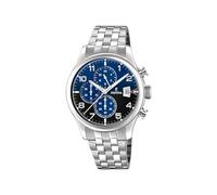 Festina Reloj analógico de Cuarzo para Hombre con Correa de Acero Inoxidable F20374/8, Plateado, Azul y Negro, Pulsera