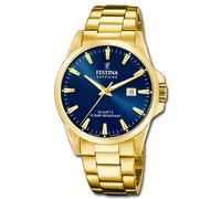 Festina Swiss Made Reloj Hombre Analógico de Acero Inoxidable 316l Dorado - Movimiento de Cuarzo - Calendario - Cristal Zafiro de Alta Resistencia - Resistente al Agua 10 ATM F20044/3 Classic Steel