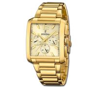 Festina Reloj Hombre Analógico de Acero Inoxidable 316l Dorado - Movimiento de Cuarzo - Cronógrafo - Cristal Mineral de Alta Resistencia - Resistente al Agua 5 ATM F20638/2 Special Prices