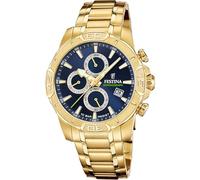 Festina Reloj Hombre Analógico de Acero Inoxidable 316l Dorado - Movimiento de Cuarzo - Cronógrafo - Calendario - Cristal Mineral Resistente - Resistente al Agua 10 ATM F20705/5 Timeless Chronograph