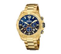 Festina Reloj Hombre Analógico de Acero Inoxidable 316l Dorado - Movimiento de Cuarzo - Cronógrafo - Calendario - Cristal Mineral Resistente - Resistente al Agua 10 ATM F20684/2 Timeless Chronograph