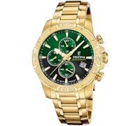 Festina Reloj Hombre Analógico de Acero Inoxidable 316l Dorado - Movimiento de Cuarzo - Cronógrafo - Calendario - Cristal Mineral Resistente - Resistente al Agua 10 ATM F20705/6 Timeless Chronograph