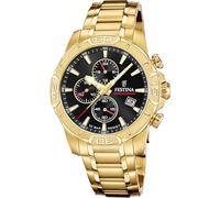 Festina Reloj Hombre Analógico de Acero Inoxidable 316l Dorado - Movimiento de Cuarzo - Cronógrafo - Calendario - Cristal Mineral Resistente - Resistente al Agua 10 ATM F20705/4 Timeless Chronograph