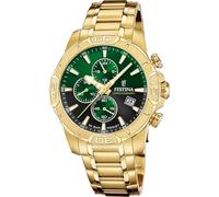 Festina Reloj Hombre Analógico de Acero Inoxidable 316l Dorado - Movimiento de Cuarzo - Cronógrafo - Calendario - Cristal Mineral Resistente - Resistente al Agua 10 ATM F20705/6 Timeless Chronograph