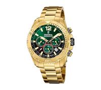 Festina Reloj Hombre Analógico de Acero Inoxidable 316l Dorado - Movimiento de Cuarzo - Cronógrafo - Calendario - Cristal Mineral Resistente - Resistente al Agua 10 ATM F20684/3 Timeless Chronograph