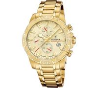 Festina Reloj Hombre Analógico de Acero Inoxidable 316l Dorado - Movimiento de Cuarzo - Cronógrafo - Calendario - Cristal Mineral Resistente - Resistente al Agua 10 ATM F20705/2 Timeless Chronograph