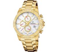 Festina Reloj Hombre Analógico de Acero Inoxidable 316l Dorado - Movimiento de Cuarzo - Cronógrafo - Calendario - Cristal Mineral Resistente - Resistente al Agua 10 ATM F20705/1 Timeless Chronograph