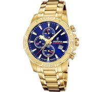 Festina Reloj Hombre Analógico de Acero Inoxidable 316l Dorado - Movimiento de Cuarzo - Cronógrafo - Calendario - Cristal Mineral Resistente - Resistente al Agua 10 ATM F20705/3 Timeless Chronograph