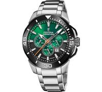 Festina Reloj Hombre Analógico de Acero Inoxidable 316l Plateado F20641/B | Movimiento de Cuarzo, Cronógrafo, Calendario, Cristal Mineral de Alta Resistencia
