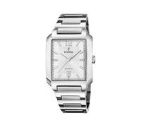 Festina Reloj Hombre Analógico de Acero Inoxidable 316l Plateado | Movimiento de Cuarzo, Calendario, Cristal Mineral de Alta Resistencia, Resistente al Agua 5 ATM F20677/2 On The Square