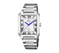 Festina Reloj Hombre Analógico de Acero Inoxidable 316l Plateado - Movimiento de Cuarzo - Calendario - Cristal Mineral de Alta Resistencia - Resistente al Agua 5 ATM F20677/1 On The Square