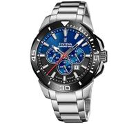 FESTINA Reloj Hombre Analógico de Acero Inoxidable 316l Plateado - Movimiento de Cuarzo - Cronógrafo - Calendario - Cristal Mineral de Alta Resistencia - Resistente al Agua 10 ATM F20641/C Chrono Bike
