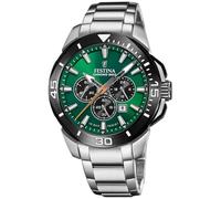 FESTINA Reloj Hombre Analógico de Acero Inoxidable 316l Plateado - Movimiento de Cuarzo - Cronógrafo - Calendario - Cristal Mineral de Alta Resistencia - Resistente al Agua 10 ATM F20641/A Chrono Bike