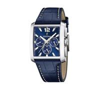 Festina Reloj Hombre Analógico de Acero Inoxidable y Cuero Azul