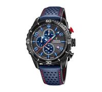 Festina Reloj hombre F20519/3 Chrono Sport, caja acero 316L, correa cuero azul, cronógrafo 10 ATM
