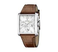 Festina Reloj Hombre Analógico de Cuero Marrón - Movimiento de Cuarzo - Cronógrafo - Cristal Mineral de Alta Resistencia - Resistente al Agua 5 ATM Elegante F20636/1 On The Square