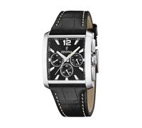 Festina Reloj Hombre Analógico de Acero Inoxidable y Cuero Negro