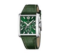 Festina Reloj Hombre Analógico de Acero Inoxidable y Cuero Verde