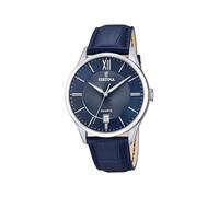 Festina Reloj Hombre Analógico de Cuero Azul - Movimiento de Cuarzo - Calendario - Cristal Mineral de Alta Resistencia - Resistente al Agua 5 ATM Elegante F20426/2