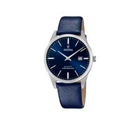 Festina Reloj Hombre Analógico de Cuero Azul - Movimiento de Cuarzo - Calendario - Cristal Mineral de Alta Resistencia - Resistente al Agua 5 ATM Elegante F20512/3