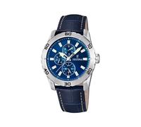 Festina Reloj Hombre Analógico de Cuero Azul | Movimiento de Cuarzo, Cristal Mineral de Alta Resistencia, Resistente al Agua 5 ATM Elegante, Multifunción F16607/2