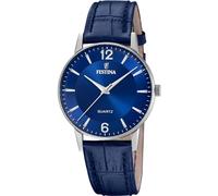 Festina Reloj Hombre Analógico de Cuero Azul - Movimiento de Cuarzo - Cristal Mineral de Alta Resistencia - Relojes Hombre - Elegante y Clásico F20690/3 Classics