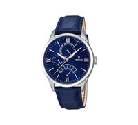 Festina Reloj Hombre F16823/3 Acero Clasico Caja de Acero Inoxidable 316l Plateado Correa de Cuero Azul