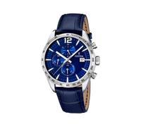 Festina Reloj Hombre Analógico de Cuero Azul - Movimiento de Cuarzo - Cronógrafo - Calendario - Cristal Mineral de Alta Resistencia - Resistente al Agua 5 ATM Elegante F16760/3 Timeless Chronograph