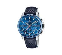 Festina Reloj Hombre Analógico de Cuero Azul - Movimiento de Cuarzo - Cronógrafo - Calendario - Cristal Mineral de Alta Resistencia - Resistente al Agua 10 ATM Elegante F20561/3 Timeless Chronograph