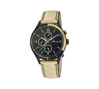 Festina Reloj Hombre Analógico de Cuero Beige | Movimiento de Cuarzo, Calendario, Cristal Mineral de Alta Resistencia, Resistente al Agua 5 ATM, Multifunción F16994/1