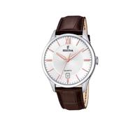 Festina Reloj Hombre Analógico de Cuero Marrón - Movimiento de Cuarzo - Calendario - Cristal Mineral de Alta Resistencia - Resistente al Agua 5 ATM Elegante F20426/4
