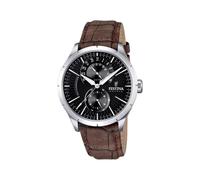 Festina Reloj Hombre Analógico de Cuero Marrón - Movimiento de Cuarzo - Cristal Mineral de Alta Resistencia - Resistente al Agua 5 ATM Elegante y Clásico - Multifunción F16573/4
