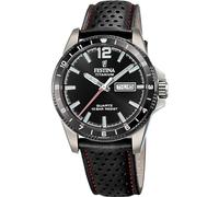 Festina Reloj Hombre Analógico de Cuero Negro - Movimiento de Cuarzo - Calendario - Cristal Mineral de Alta Resistencia - Resistente al Agua 10 ATM Elegante F20699/4 Titanium