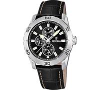 Festina Reloj Hombre Analógico de Cuero Negro | Movimiento de Cuarzo, Cristal Mineral de Alta Resistencia, Resistente al Agua 5 ATM Elegante, Multifunción F16607/4