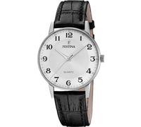 Festina Reloj Hombre F20690/1 Classics Caja de Acero Inoxidable 316l Plateado Correa de Piel Negro