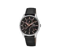 Festina Reloj Hombre Analógico de Cuero Negro | Movimiento de Cuarzo, Cristal Mineral de Alta Resistencia Elegante, Multifunción F16974/4 Special Prices