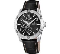 Festina Reloj Hombre Analógico de Cuero Negro | Movimiento de Cuarzo, Cristal Mineral de Alta Resistencia, Resistente al Agua 5 ATM Elegante, Multifunción F16607/F
