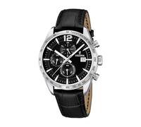 Festina Reloj Hombre Analógico de Cuero Negro - Movimiento de Cuarzo - Cronógrafo - Calendario - Cristal Mineral de Alta Resistencia - Resistente al Agua 5 ATM Elegante F16760/4 Timeless Chronograph
