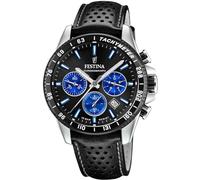 Festina Reloj Hombre Analógico de Cuero Negro - Movimiento de Cuarzo - Cronógrafo - Calendario - Cristal Mineral de Alta Resistencia - Resistente al Agua 10 ATM Elegante F20561/6 Timeless Chronograph
