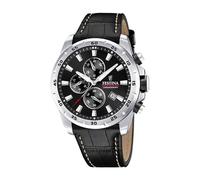 Festina Reloj Hombre Analógico de Cuero Negro - Movimiento de Cuarzo - Cronógrafo - Calendario - Cristal Mineral de Alta Resistencia - Resistente al Agua 10 ATM Elegante F20692/4 Timeless Chronograph