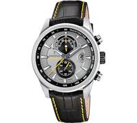 Festina Reloj Hombre F20695/4 Timeless Chronograph Caja de Acero Inoxidable 316l Plateado Correa de Piel Negro