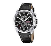 Festina Reloj Hombre Analógico de Cuero Negro - Movimiento de Cuarzo - Cronógrafo - Calendario - Cristal Mineral de Alta Resistencia - Resistente al Agua 10 ATM Elegante F20692/4 Timeless Chronograph