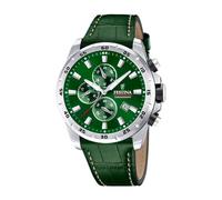 Festina Reloj Hombre Analógico de Cuero Verde F20692/3 | Movimiento de Cuarzo, Cronógrafo, Calendario, Cristal Mineral de Alta Resistencia