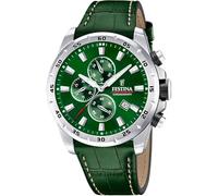 Festina Reloj Hombre Analógico de Cuero Verde - Movimiento de Cuarzo - Cronógrafo - Calendario - Cristal Mineral de Alta Resistencia - Resistente al Agua 10 ATM Elegante F20692/3 Timeless Chronograph