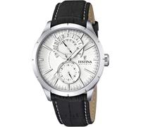 Festina Reloj Hombre F16573/1 Correa Clasico Caja de Acero Inoxidable 316l Plateado Correa de Piel Negro