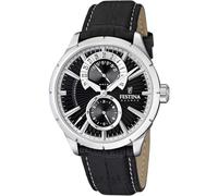 Festina Reloj Hombre F16573/3 Correa Clasico Caja de Acero Inoxidable 316l Plateado Correa de Cuero Negro